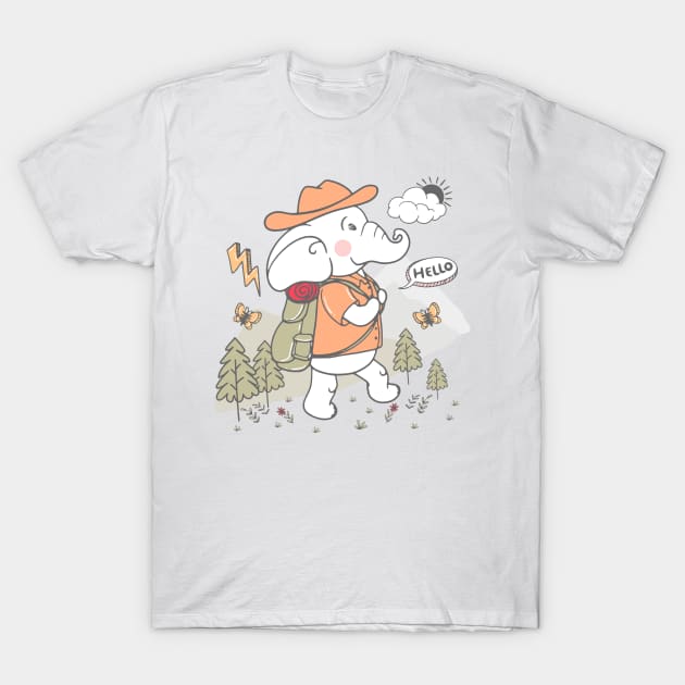 Elephant Climb Mountain T-Shirt by Mako Design 